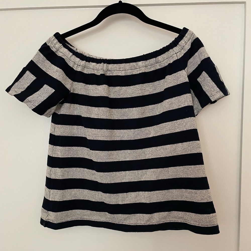 Madewell Off the shoulder striped knit tee